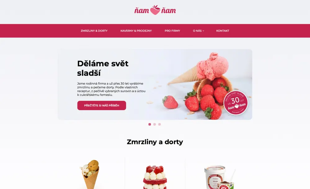 Web Ňam ňam, zmrzliny a dorty