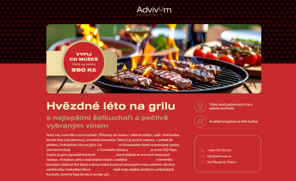 Web Advivum, hvězdné léto na grilu